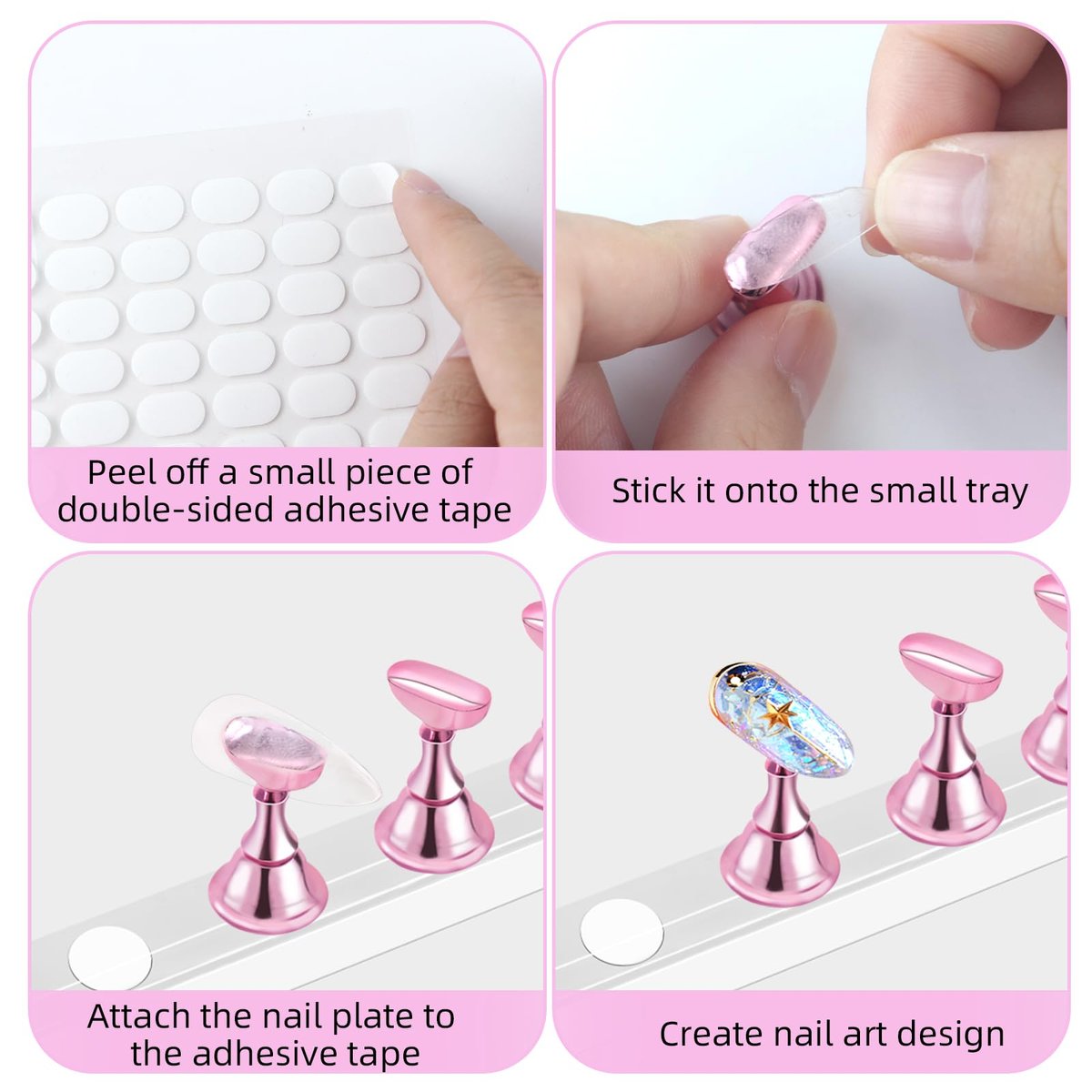 800 Pcs False Tip Double Sided Adhesive Tapes - Pre-cut Strips for Nail Art Holder, Clear Nails Stand Sticky Tabs, Nail Adhesive Tapes for Practice Holder Color Chart Book - görsel 11