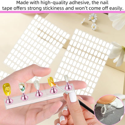 800 Pcs False Tip Double Sided Adhesive Tapes - Pre-cut Strips for Nail Art Holder, Clear Nails Stand Sticky Tabs, Nail Adhesive Tapes for Practice Holder Color Chart Book