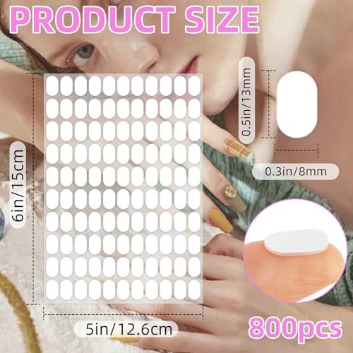 800 Pcs False Tip Double Sided Adhesive Tapes - Pre-cut Strips for Nail Art Holder, Clear Nails Stand Sticky Tabs, Nail Adhesive Tapes for Practice Holder Color Chart Book - görsel 6