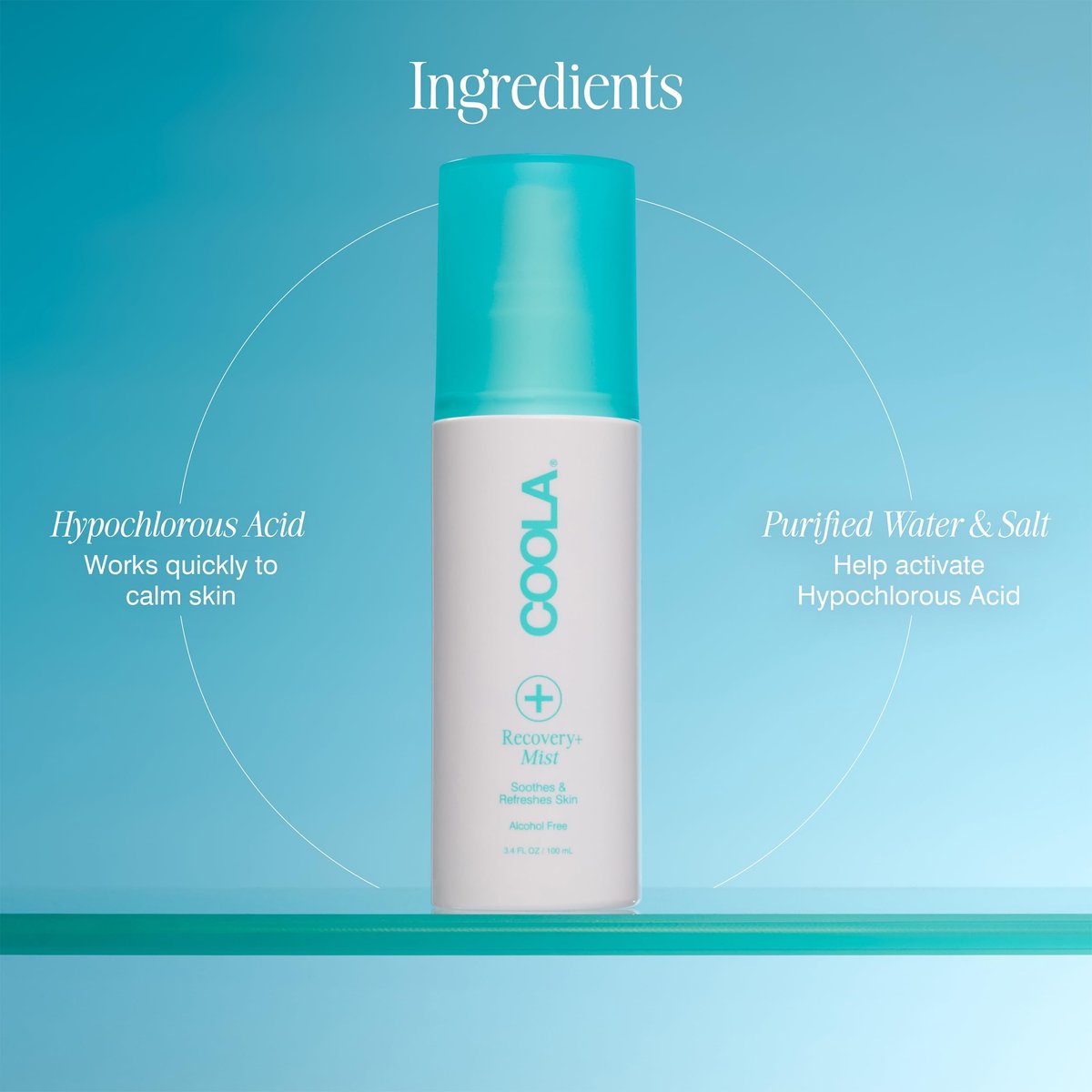 COOLA Recovery+ Face Mist with Hypochlorous Acid - Soothing Spray for Redness & Refreshment, 3.4 oz Avelisse