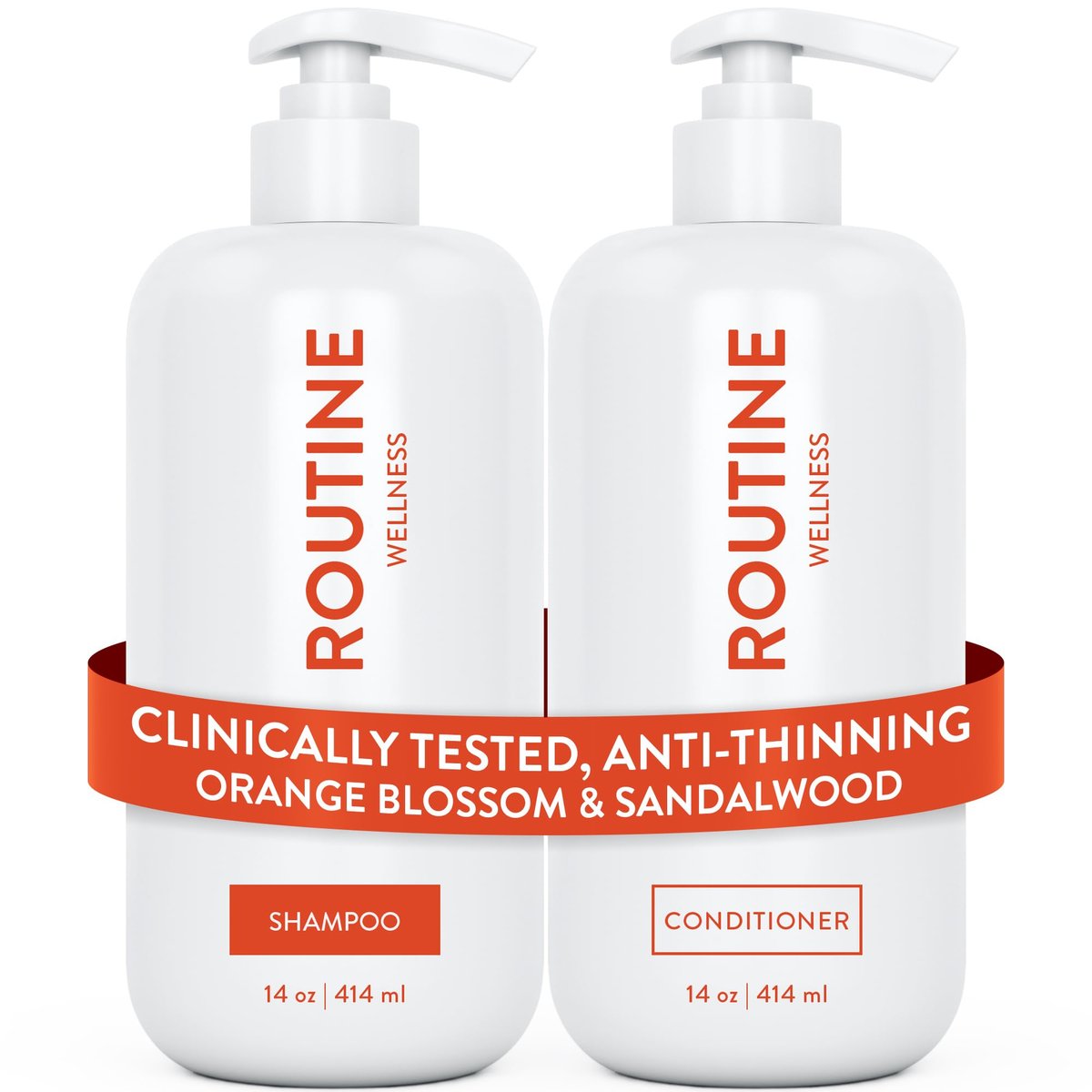 Routine Wellness Anti-Thinning Volumizing Shampoo and Conditioner Set for Thinning Hair & Hair Loss - Grow Your Confidence with Biotin & DHT Blockers - Orange Blossom & Sandalwood Set Avelisse