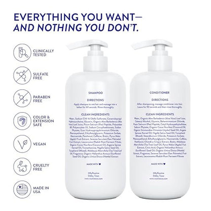Routine Wellness Shampoo and Conditioner Set with Hair Serum for Thinning Hair - DHT Blocker for Women & Men - Color Safe Hair Loss Shampoo for Healthier Hair - Coconut & Vanilla Scent - 9.67 Fl Oz Each (3-Piece Set) Avelisse
