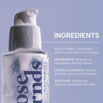 Niacinamide & Rice Extract Facial Serum – Hydrating Glow Serum with Hyaluronic Acid, Centella, and Licorice for Smooth Texture, Daily Radiance, and Healthy Skin Barrier Support - 1 fl oz Avelisse