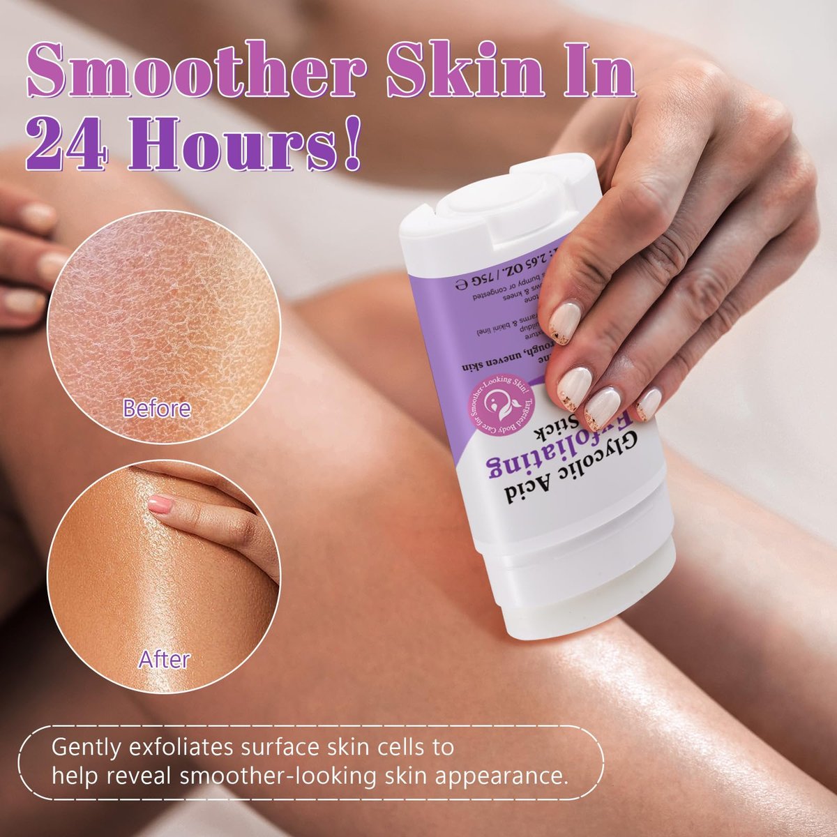 Glycolic Acid Exfoliating Body Stick – 7% AHA & 0.5% BHA Solid Exfoliator for Rough, Bumpy Skin, KP & Dark Spots – No Mess, No Rinse – with Shea Butter - görsel 9