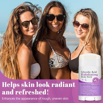 Glycolic Acid Stick - AHA 7% + BHA 0.5% for Rough Bumpy Skin & KP, Gentle Exfoliator with Shea Butter, Fragrance Free, All Skin Types, 2.65 oz Avelisse