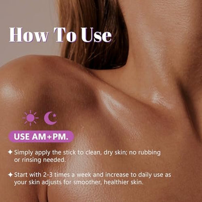 Glycolic Acid Exfoliating Body Stick – 7% AHA & 0.5% BHA Solid Exfoliator for Rough, Bumpy Skin, KP & Dark Spots – No Mess, No Rinse – with Shea Butter