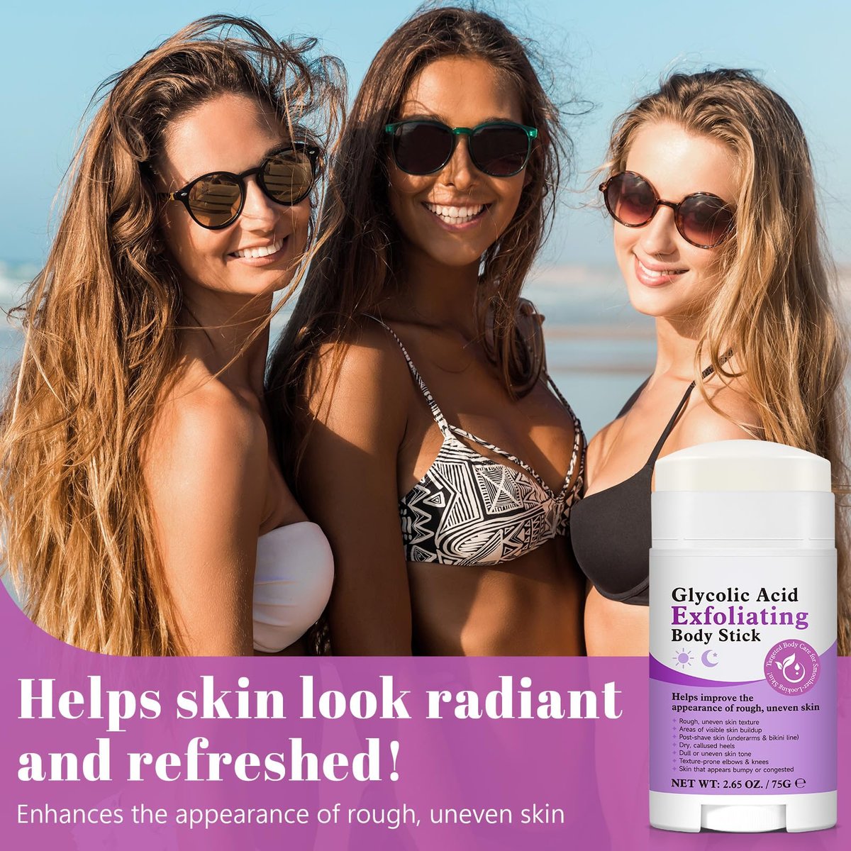 Glycolic Acid Exfoliating Body Stick – 7% AHA & 0.5% BHA Solid Exfoliator for Rough, Bumpy Skin, KP & Dark Spots – No Mess, No Rinse – with Shea Butter - görsel 15