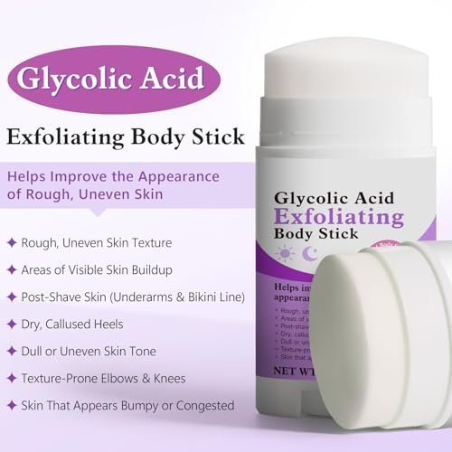 Glycolic Acid Exfoliating Body Stick – 7% AHA & 0.5% BHA Solid Exfoliator for Rough, Bumpy Skin, KP & Dark Spots – No Mess, No Rinse – with Shea Butter - görsel 6
