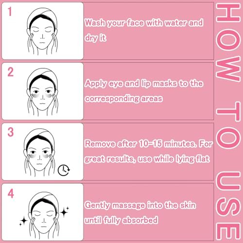 FNOLECY 20 Pairs Lip Mask & Eye Mask, 24K Crystal Collagen Under Eye Patches for Puffy Eyes, Party Favors Adults, Bridesmaid Gifts, Bachelorette Party Accessories, Skincare Bulk, Galentines Day Gifts - görsel 11