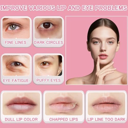 FNOLECY 20 Pairs Lip Mask & Eye Mask, 24K Crystal Collagen Under Eye Patches for Puffy Eyes, Party Favors Adults, Bridesmaid Gifts, Bachelorette Party Accessories, Skincare Bulk, Galentines Day Gifts