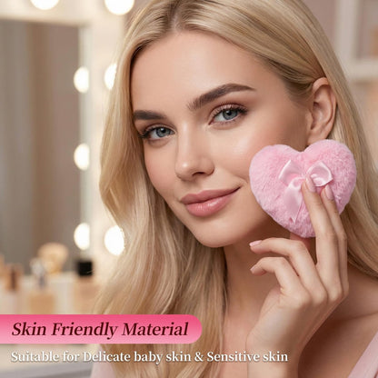 Crystal Powder Puff and Container Set – Soft Washable Velour Face & Body Makeup Sponge (Pink, 1 Count)