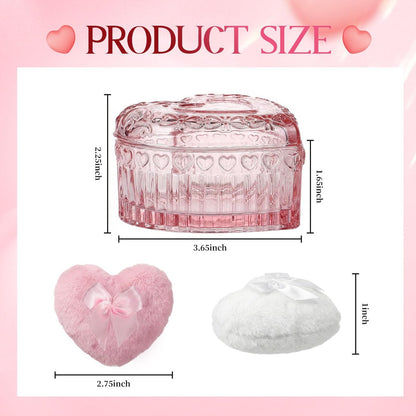 Crystal Powder Puff and Container Set – Soft Washable Velour Face & Body Makeup Sponge (Pink, 1 Count)