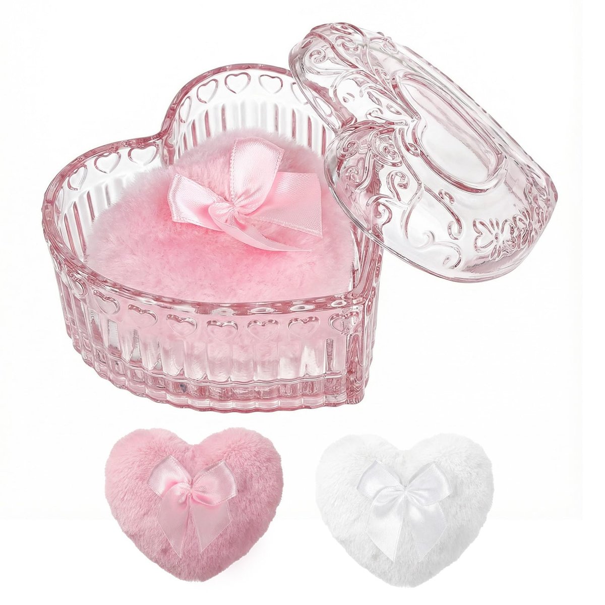 Crystal Powder Puff and Container Set – Soft Washable Velour Face & Body Makeup Sponge (Pink, 1 Count) - görsel 2
