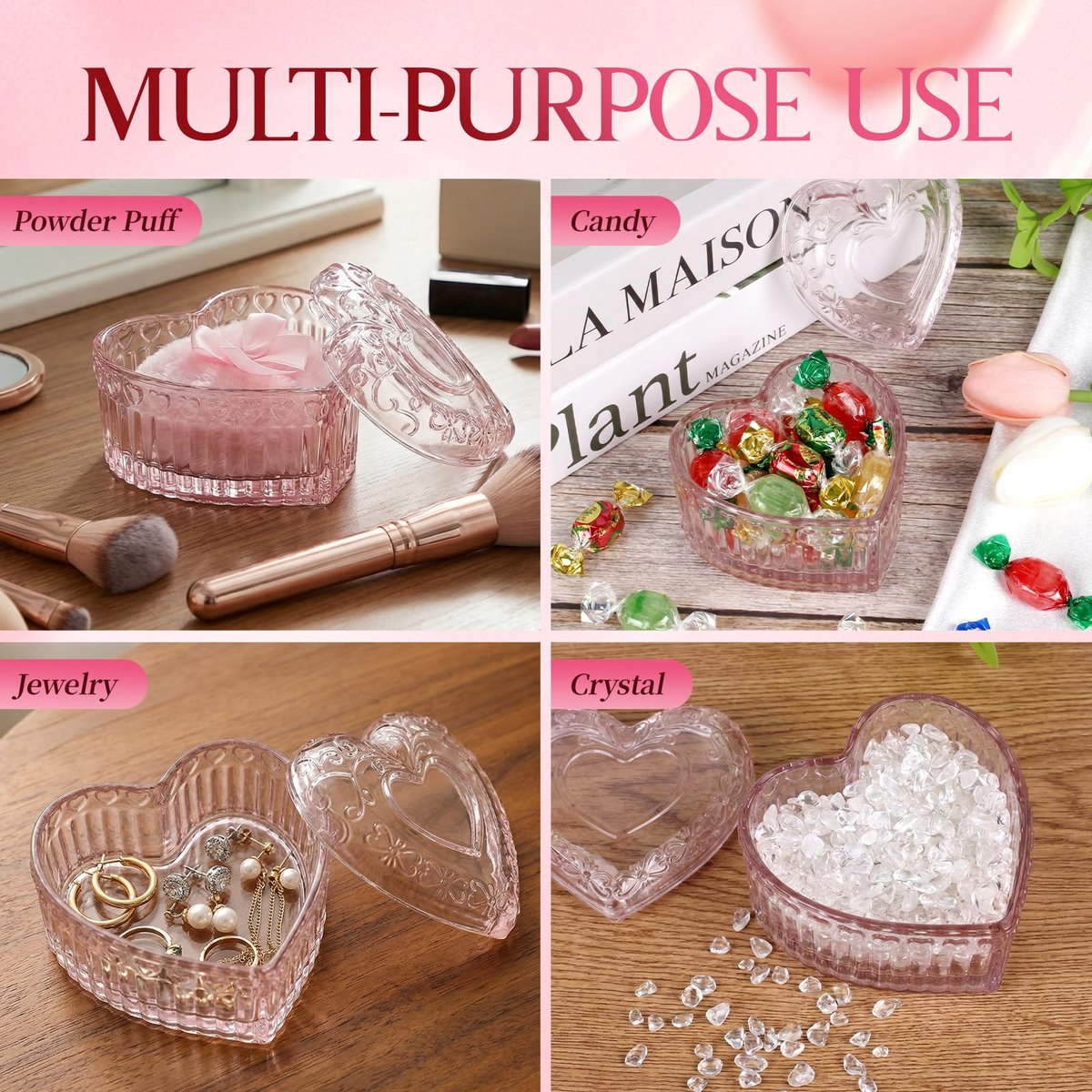 Crystal Powder Puff and Container Set – Soft Washable Velour Face & Body Makeup Sponge (Pink, 1 Count) - görsel 10