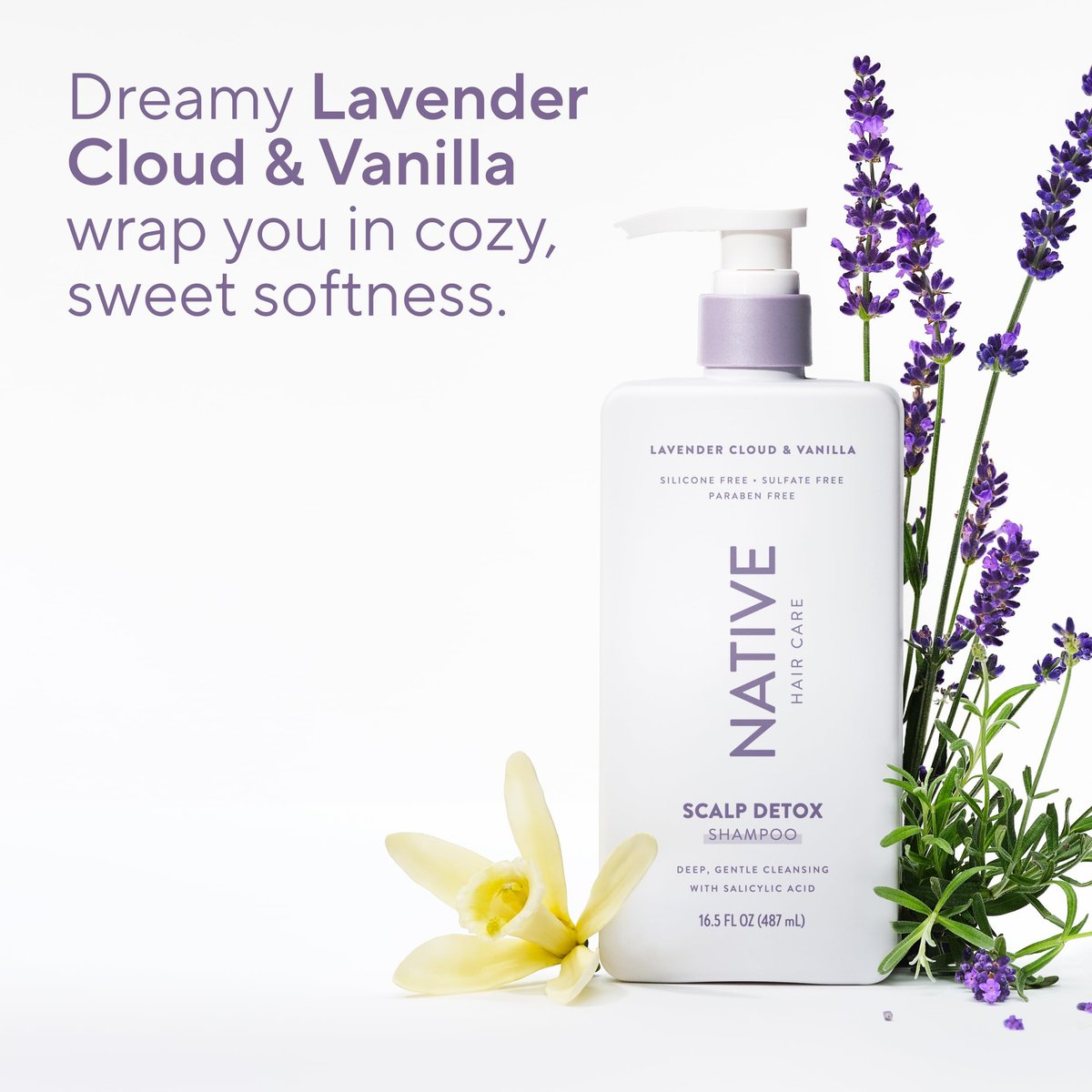 Native Scalp Detox Shampoo Lavender Cloud & Vanilla - 16.5 fl oz for Gentle Cleansing & Scalp Balance - görsel 15