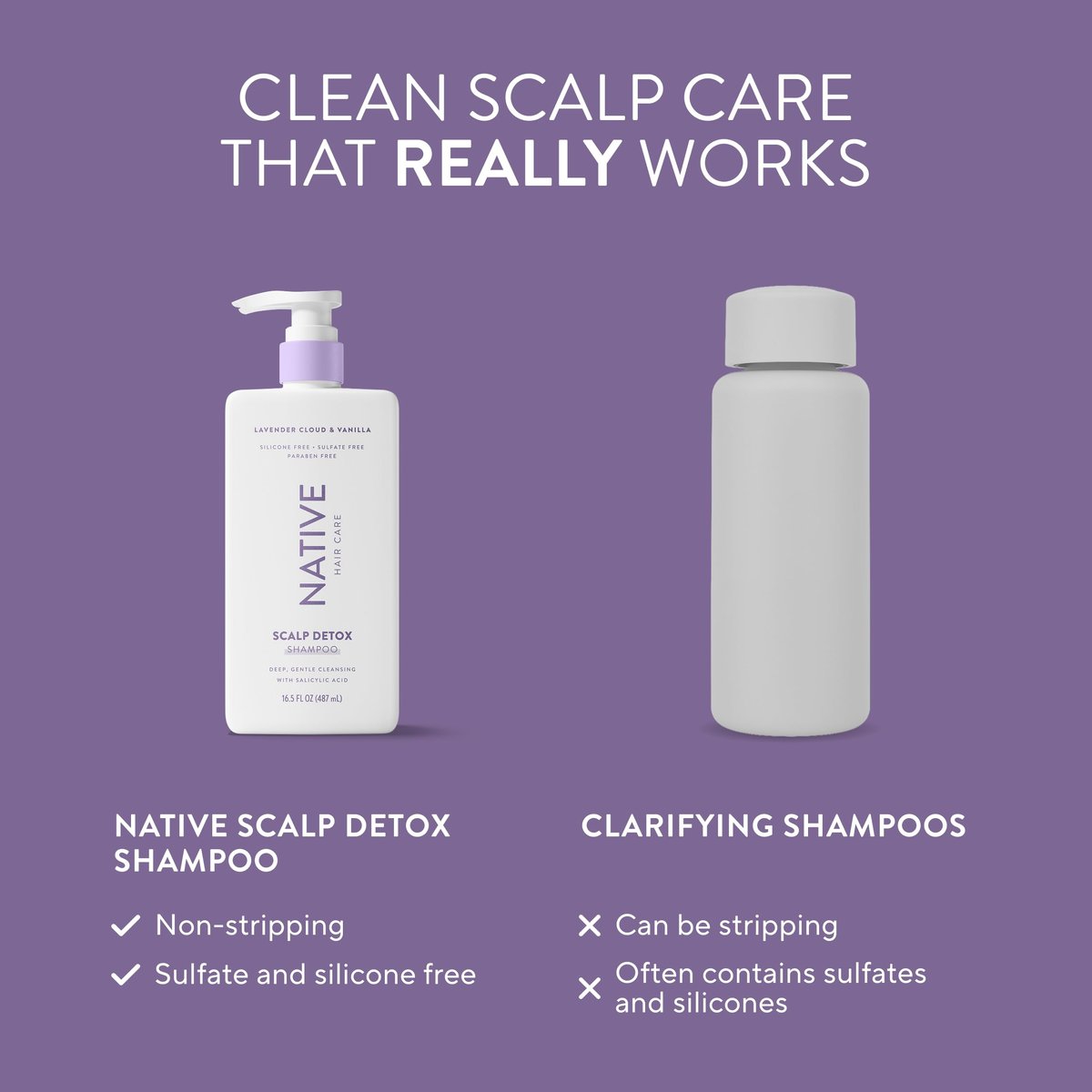 Native Scalp Detox Shampoo Lavender Cloud & Vanilla - 16.5 fl oz for Gentle Cleansing & Scalp Balance - görsel 9