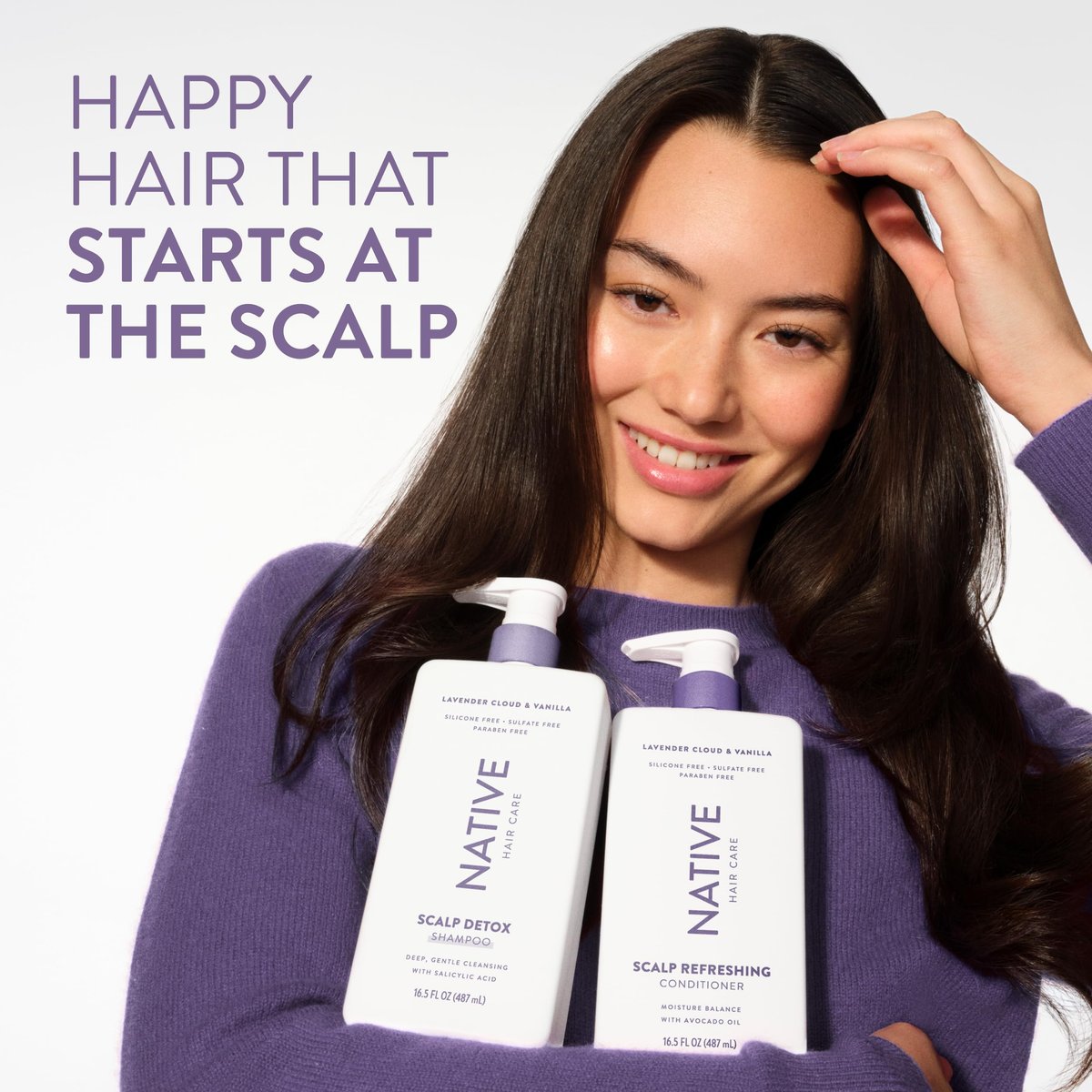 Native Scalp Detox Shampoo Lavender Cloud & Vanilla - 16.5 fl oz for Gentle Cleansing & Scalp Balance - görsel 7