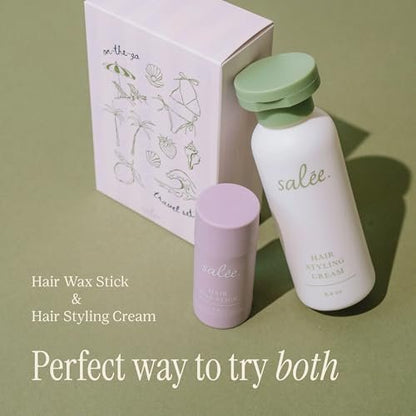 SALEE. Hair Styling Cream & Wax Stick Duo Travel Size - Anti-Frizz Leave-In Smoothing Cream & Flyaway Tamer Wand for Women & Kids, All Hair Types Avelisse