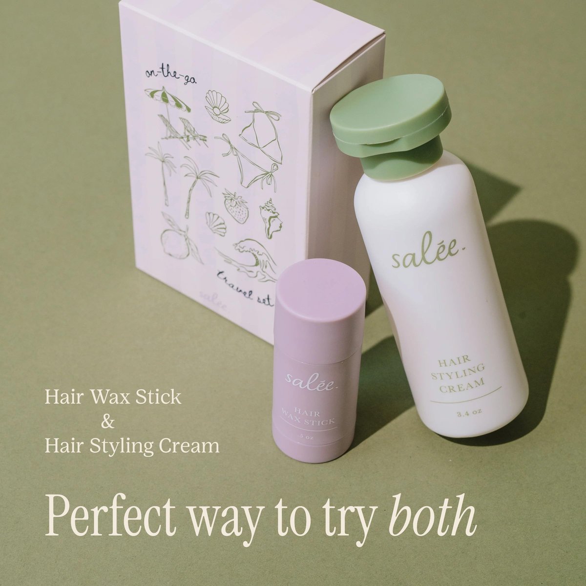 SALEE. Hair Styling Cream & Wax Stick Duo Travel Size - Anti-Frizz Leave-In Smoothing Cream & Flyaway Tamer Wand for Women & Kids, All Hair Types Avelisse