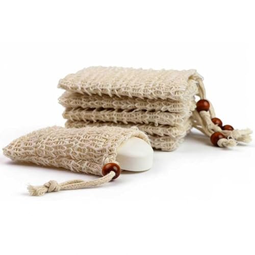 YBONRSQ Soap Bag 6-Pack – Sisal Soap Saver Pouch for Shower & Bath, Reusable Bar Soap Net & Body Scrubber for Gym & Travel - görsel 2