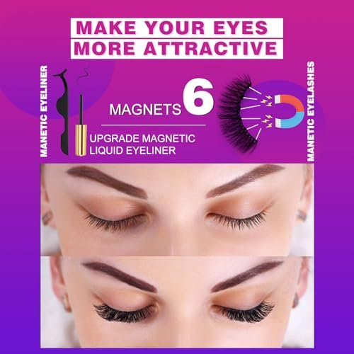 Royaomis 10 Pairs Cat-Eye Magnetic Eyelashes with Applicator – Natural Look, 3D Magnetic Lashes with Eyeliner, Reusable Fake Eyelashes Pack (Black, 10 Pairs) - görsel 8