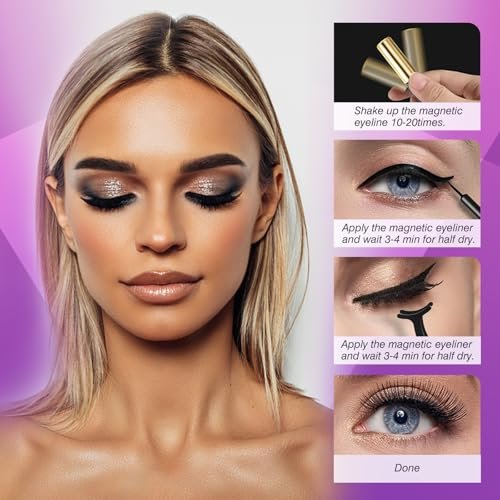 Royaomis 10 Pairs Cat-Eye Magnetic Eyelashes with Applicator – Natural Look, 3D Magnetic Lashes with Eyeliner, Reusable Fake Eyelashes Pack (Black, 10 Pairs) - görsel 12