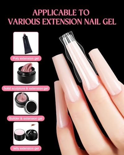 Naughtology Sandwich Nail Dual Form Kit - 360 PCS Coffin & Almond Dual Forms for Nail Extensions, 15 Sizes, Reusable Plastic Forms for Polygel, Acrylic, Builder Gel - Perfect for DIY & Salon Use Avelisse