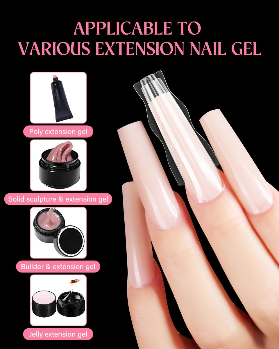 Naughtology Sandwich Nail Dual Form Kit - 360 PCS Coffin & Almond Dual Forms for Nail Extensions, 15 Sizes, Reusable Plastic Forms for Polygel, Acrylic, Builder Gel - Perfect for DIY & Salon Use Avelisse