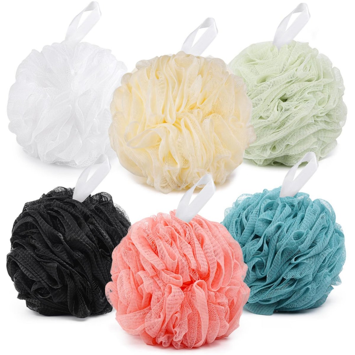 BTYMS XXL Large Loofah Bath Sponge 100g/pc, 6 Pcs Exfoliating Mesh Pouf Shower Puffs for Men and Women - görsel 1