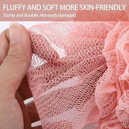 BTYMS XXL Large Loofah Bath Sponge 100g/pc, 6 Pcs Exfoliating Mesh Pouf Shower Puffs for Men and Women