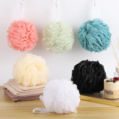 BTYMS XXL Large Loofah Bath Sponge 100g/pc, 6 Pcs Exfoliating Mesh Pouf Shower Puffs for Men and Women