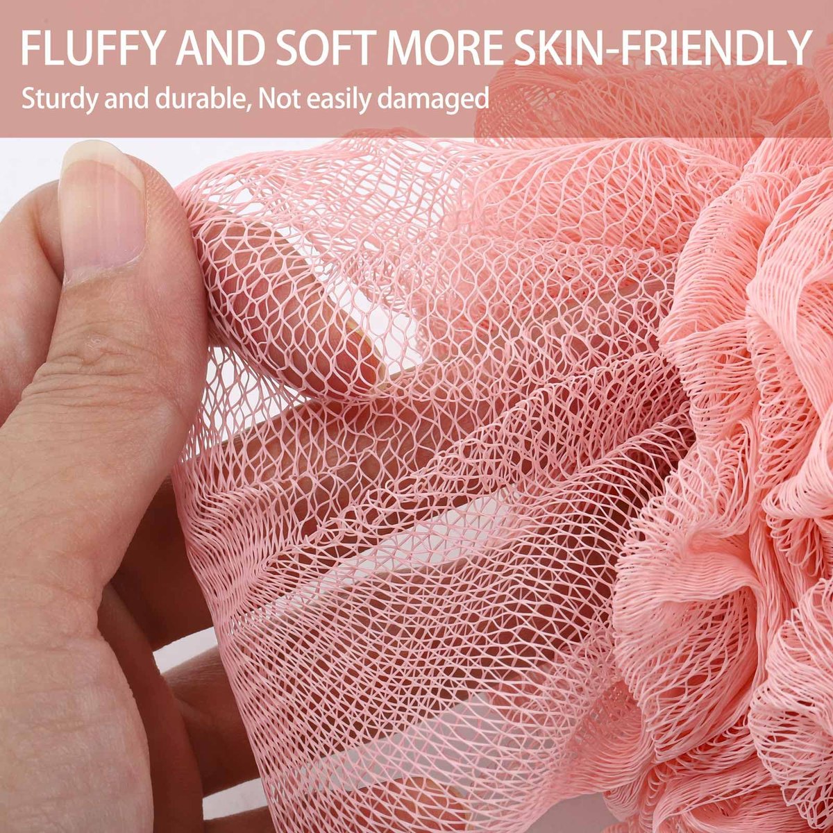 BTYMS XXL Large Loofah Bath Sponge 100g/pc, 6 Pcs Exfoliating Mesh Pouf Shower Puffs for Men and Women - görsel 3