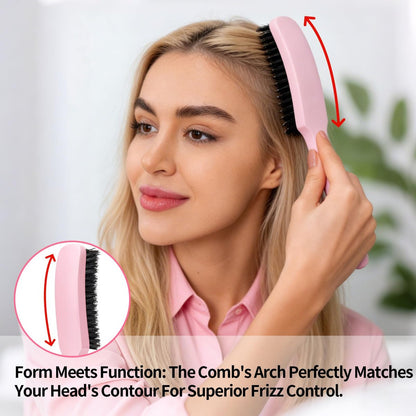 Boar Bristle Slick Back Hair Brush for Smooth Flyaways, Frizz, Sleek Ponytail, Buns and Edge Baby Hair | Hair Comb, Edge Brush, Teasing Brush Styling Accessories for Girls, Kids, Women & Men
