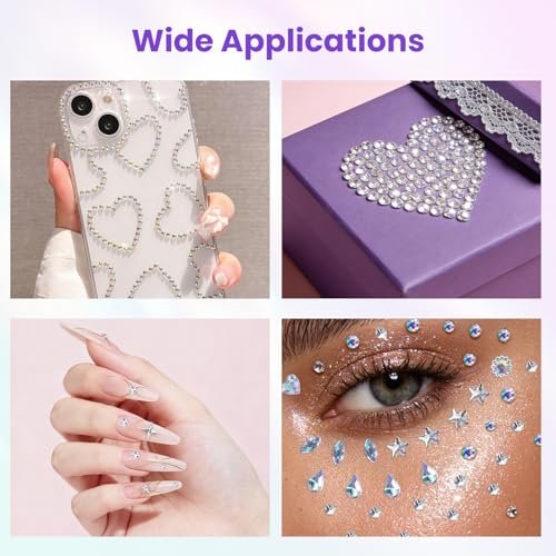 Rosiour 1642Pcs Self-Adhesive Face Jewels Eye Rhinestones - 6 Styles Hair & Body Gems Stick On for Women Makeup, Rave Accessories for Nail Art, DIY Crafts & Festival Decorations - görsel 14