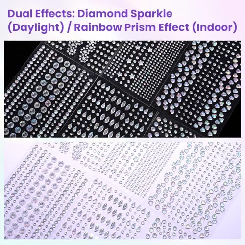 Rosiour 1642Pcs Self-Adhesive Face Jewels Eye Rhinestones - 6 Styles Hair & Body Gems Stick On for Women Makeup, Rave Accessories for Nail Art, DIY Crafts & Festival Decorations - görsel 16