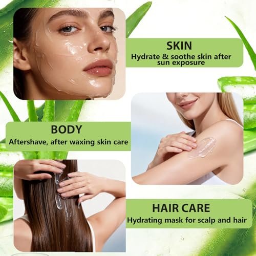 ABOTE Organic Aloe Vera Gel – 99% Pure Aloe for Face, Body & Hair, After Sun & Shave Relief, 13.53 fl oz (400ml) Avelisse