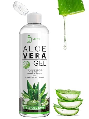 ABOTE Organic Aloe Vera Gel – 99% Pure Aloe for Face, Body & Hair, After Sun & Shave Relief, 13.53 fl oz (400ml) Avelisse