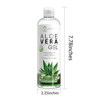 ABOTE Organic Aloe Vera Gel – 99% Pure Aloe for Face, Body & Hair, After Sun & Shave Relief, 13.53 fl oz (400ml) Avelisse