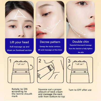 Neck Firming Cream with Roller 5.29oz – Peptide Neck Cream for Tightening & Firming, Glycerin Moisturizing Formula with Pro-Xylane & Polypeptide, Massage Roller Design for Smoother Skin Care