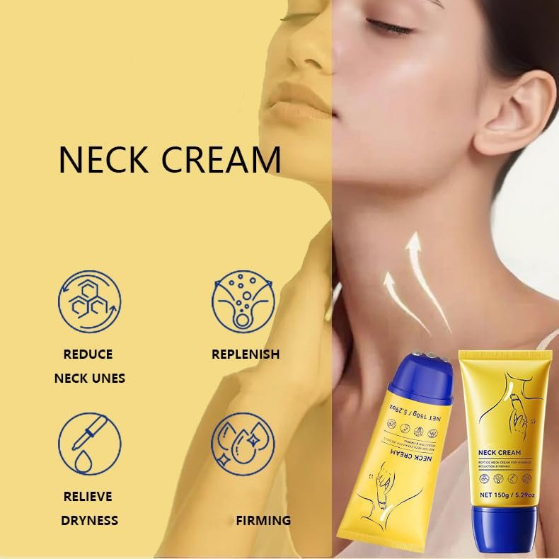 Neck Firming Cream with Roller 5.29oz – Peptide Neck Cream for Tightening & Firming, Glycerin Moisturizing Formula with Pro-Xylane & Polypeptide, Massage Roller Design for Smoother Skin Care - görsel 3