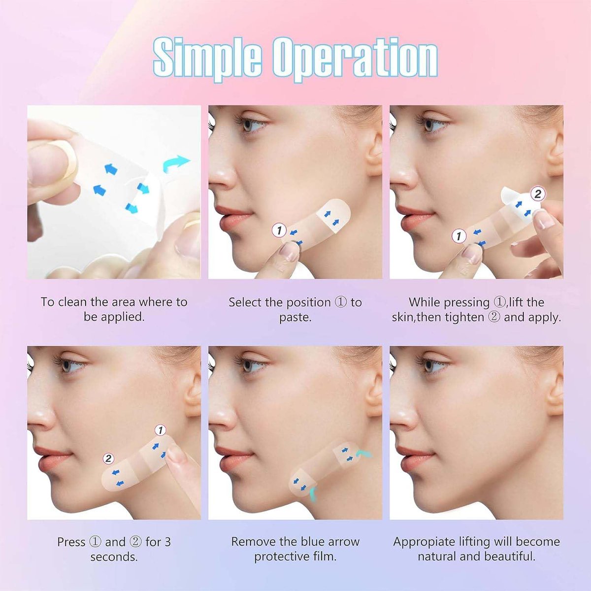 JBSZTH Face Tape Lifting Invisible – 200PCS Strong Hold Facelift Tape for Jawline, Cheeks & Neck, Super Thin Breathable Avelisse