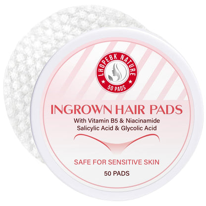 Ingrown Hair Treatment Pads for Face, Bikini Area, Underarms, Neck, Legs – BHA + AHA Soothe Razor Bumps After Shave & Waxing – 50 Pads Avelisse