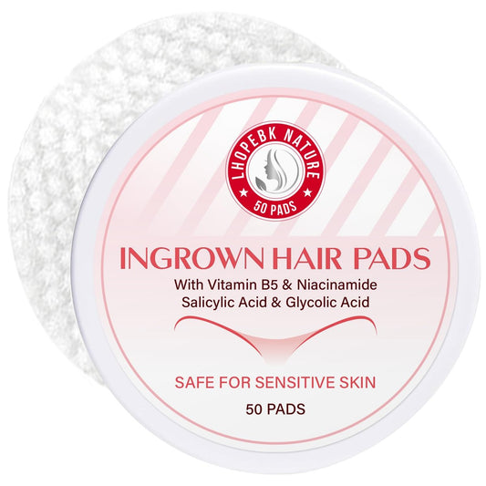 Ingrown Hair Treatment Pads for Face, Bikini Area, Underarms, Neck, Legs – BHA + AHA Soothe Razor Bumps After Shave & Waxing – 50 Pads Avelisse