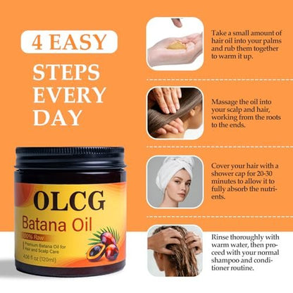 OLCG 100% Raw Batana Oil for Hair Growth - Pure Batana Oil Paste, Enhances Thickness & Shine, Reduces Breakage and Hair Loss, Nourishment For All Types - 4.06 fl oz (120ml) Avelisse
