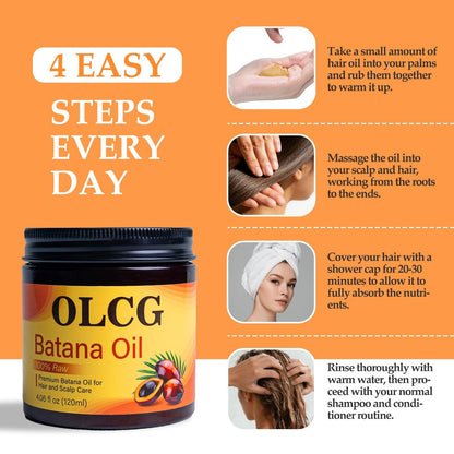 OLCG 100% Raw Batana Oil for Hair Growth - Pure Batana Oil Paste, Enhances Thickness & Shine, Reduces Breakage and Hair Loss, Nourishment For All Types - 4.06 fl oz (120ml) Avelisse