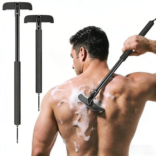 VEYLA Professional Skin-Safe Zero-Cut Back Shaver for Men – Extendable Aluminum Alloy Handle Up to 17.7 Inches, Wet & Dry Use Body Hair Trimmer and Groomer, DIY Nick-Free Mens Back Shaver (1 Pack) Avelisse