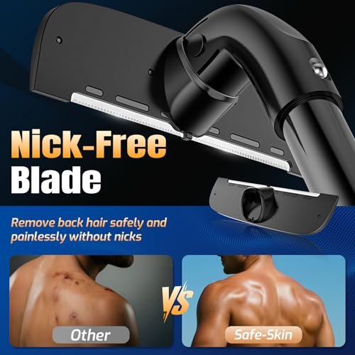 VEYLA Professional Skin-Safe Zero-Cut Back Shaver for Men – Extendable Aluminum Alloy Handle Up to 17.7 Inches, Wet & Dry Use Body Hair Trimmer and Groomer, DIY Nick-Free Mens Back Shaver (1 Pack) Avelisse