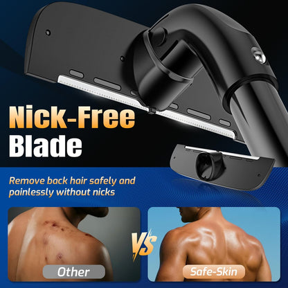 VEYLA Professional Skin-Safe Zero-Cut Back Shaver for Men – Extendable Aluminum Alloy Handle Up to 17.7 Inches, Wet & Dry Use Body Hair Trimmer and Groomer, DIY Nick-Free Mens Back Shaver (1 Pack) Avelisse