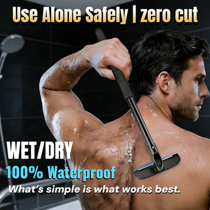 VEYLA Professional Skin-Safe Zero-Cut Back Shaver for Men – Extendable Aluminum Alloy Handle Up to 17.7 Inches, Wet & Dry Use Body Hair Trimmer and Groomer, DIY Nick-Free Mens Back Shaver (1 Pack) Avelisse