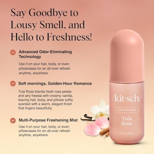 Kitsch Hair Perfume for Women - Tula Rose | Clean, Deodorizing & Patented Odor-Eliminating Technology Hair Spray & Body Mist - Floral Vanilla Scent – 50mL - görsel 4